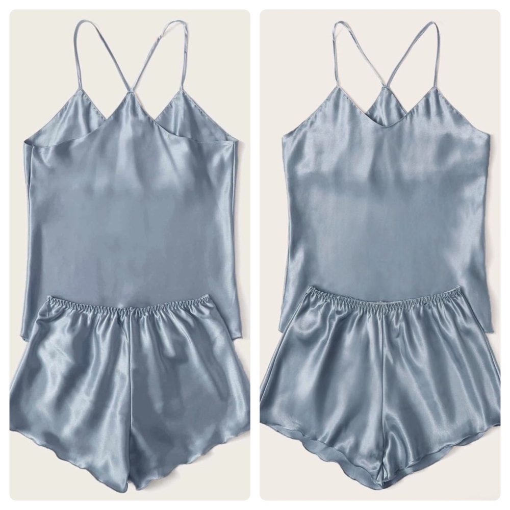New Blue Satin Sleep Set